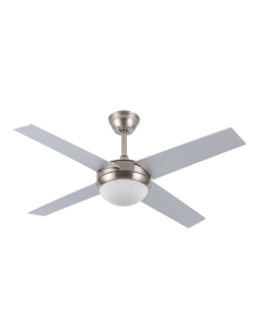 ventilador dc con luz ciro 159092410 nquel /plata 4 aspas de fabrilamp