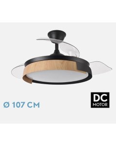 ventilador dc con luz provenza 72w negro/haya 3 aspas desp.107d 7200lm 207191388 de fabrilamp