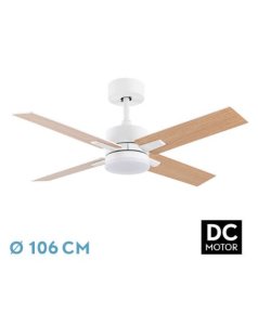 ventilador dc con luz mod. talco 206891468 blanco/haya 4 aspas de fabrilamp