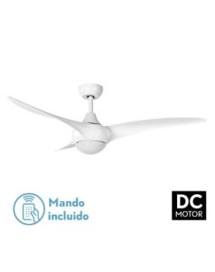 ventilador dc con luz canea 185591301 blanco 3 aspas de fabrilamp