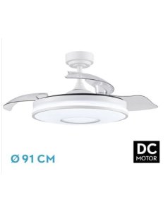 ventilador dc con luz dani mini 165399001 blanco 3 aspas de fabrilamp