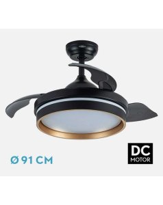 ventilador dc con luz nalon negro/oro 48w 3 aspas desp.91d 4800lm 213099016 de fabrilamp