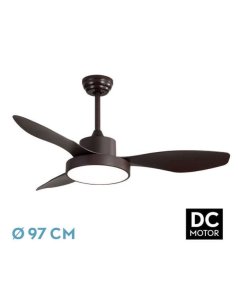 ventilador dc con luz hayate mini 128599302 marrn 3 aspas de fabrilamp