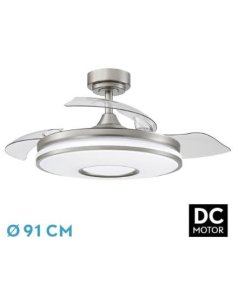 ventilador dc con luz dani mini 165399020 nquel 3 aspas de fabrilamp