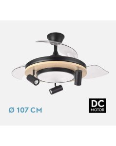ventilador dc con luz gladiator negro/madera 37+15w 3 aspas desp. 107d 3980lm 242591388 de fabrilamp
