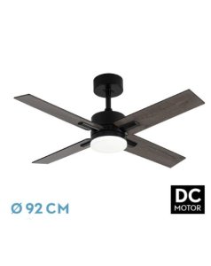 ventilador dc con luz mod. talco 206891409 negro/gris 4 aspas de fabrilamp