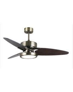 ventilador dc con luz cross 187391314 cuero/nogal 3 aspas de fabrilamp