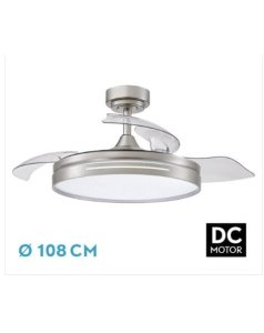 ventilador dc con luz micenas 186091403 nquel 3 aspas de fabrilamp