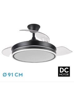 ventilador dc con luz bayomo mini 142599009 negro 3 aspas de fabrilamp
