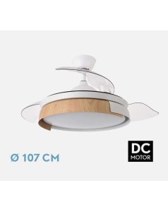 ventilador dc con luz provenza 72w blanco/haya 3 aspas desp.107d 7200lm 207191368 de fabrilamp