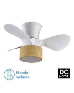 ventilador dc con luz mod. kos 186191368 blanco/haya 3 aspas de fabrilamp