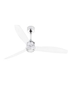 ventilador con luz just fan 128 cm cromo 3ptransparentes 17w 3000k 33394-9  ventilador con luz just fan 128 cm cromo 3ptransparentes 17w 3000k 33394-9