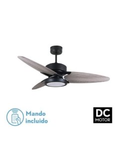 ventilador dc con luz cross 187391309 negro/gris 3 aspas de fabrilamp