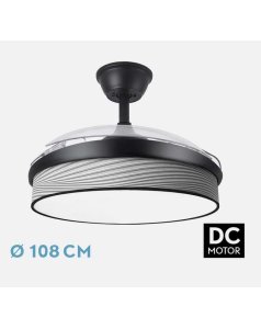 ventilador dc con luz moda 72w negro/surco gris 3 aspas desp. 108d 7200ml 212490409 de fabrilamp