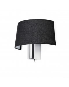 aplique de pared e27 hotel 29945 cromo pantalla negra de faro