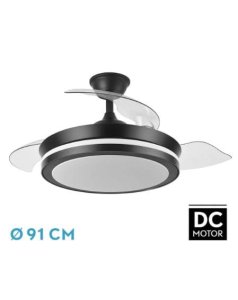 ventilador dc con luz esparta mini 184799009 negro 3 aspas de fabrilamp
