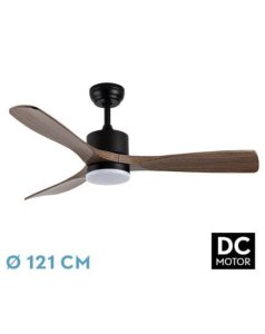ventilador dc con luz mod. azabache 206591309 negro/roble 3 aspas de fabrilamp
