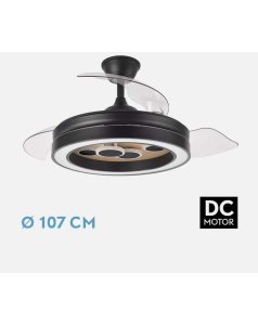 ventilador dc con luz cupido negro/madera 55w 3 aspas desp. 107d 4960m 242691388 de fabrilamp