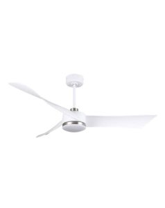 ventilador dc con luz tempel 187491381 blanco/nquel 3 aspas de fabrilamp