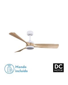 ventilador dc con luz oriente 187991368 blanco / haya 3 aspas de fabrilamp