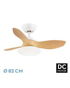 ventilador dc con luz pramo 207291368 blanco/haya 3 aspas de fabrilamp