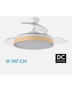 ventilador dc con luz iglu 59w blanco/haya 3 aspas desp.107d 6980lm 207091368 de fabrilamp