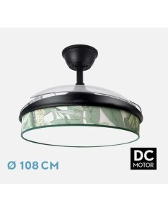 ventilador dc con luz moda 72w hoja verde 3 aspas desp. 108d 7200ml 212490109 de fabrilamp