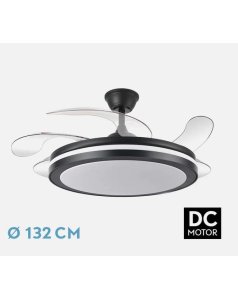 ventilador dc con luz esparta maxi 80w negro 5 aspas desp.132d 10255lm 184796009 de fabrilamp