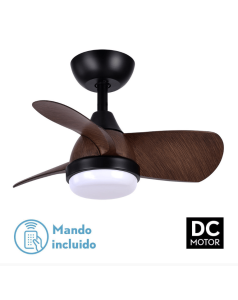 ventilador dc con luz mod. pirdo 186291302 negro/marrn 3 aspas de fabrilamp