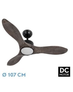 ventilador dc con luz segre 209191364 negro/roble 3 aspas de fabrilamp