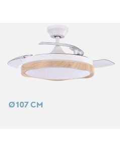 ventilador dc con luz blondi 72w blanco/haya 3 aspas desp.107d 7200lm 208791368 de fabrilamp