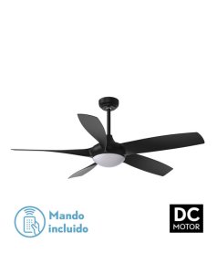 ventilador dc con luz mod. galleo 181591509 negro 5 aspas de fabrilamp
