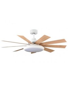 ventilador dc con luz pireo 185391968 blanco/haya 9 aspas de fabrilamp