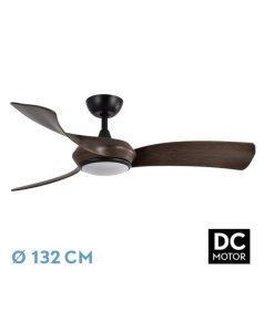 ventilador dc con luz cerdea 208291336 negro/roble 3 aspas de fabrilamp