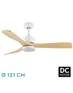 ventilador dc con luz mod. azabache 206591368 blanco/haya 3 aspas de fabrilamp