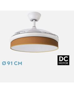 ventilador dc con luz moda 72w blanco/naranja 3 aspas desp. 91d 7200ml 212480901 de fabrilamp