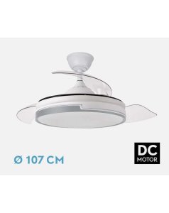 ventilador dc con luz papiro 59w blanco/gris 3 aspas desp.107d 6980lm 212591328 de fabrilamp