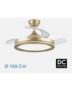 ventilador dc con luz picolo oro/negro 72w 3 aspas desp.106d 6226lm 206491329 de fabrilamp