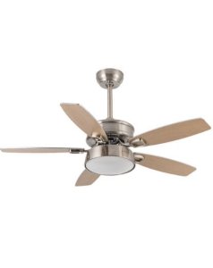 ventilador con luz 30w braw 181891510 nquel/haya 3 aspas de fabrilamp