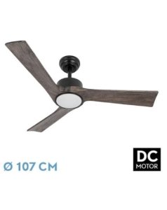 ventilador dc con luz orinoco 209291364 negro/roble 3 aspas de fabrilamp