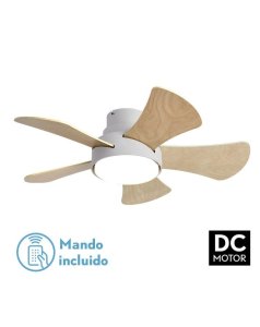 ventilador dc con luz gregario 180891501 blanco/haya 5 aspas de fabrilamp
