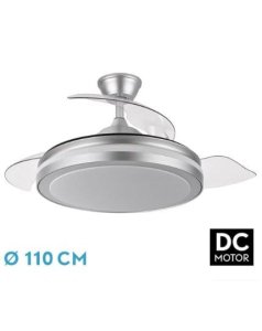 ventilador dc con luz esparta 184791410 plata 3 aspas de fabrilamp