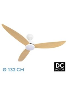 ventilador dc con luz genil 209591368 blanco/haya 3 aspas de fabrilamp