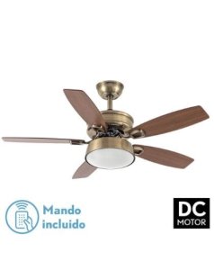 ventilador con luz 30w braw 181891536 cuero/roble 3 aspas de fabrilamp
