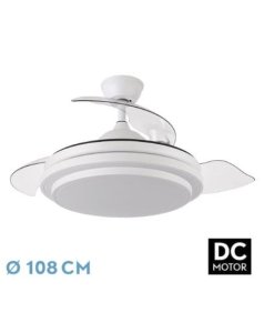 ventilador dc con luz ibe 165291401 blanco 3 aspas de fabrilamp
