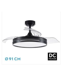 ventilador dc con luz micenas mini 186099009 negro 3 aspas de fabrilamp
