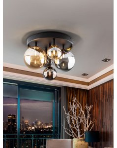 plafón de techo 5 leds dark 439244 negro de schuller  plafón de techo 5 leds dark 439244 negro de schuller