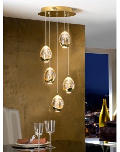 colgante de techo 5 led oro roco 783529 de schuller