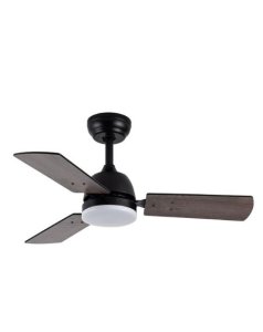 ventilador dc con luz prtico 206991309 negro/gris 3 aspas de fabrilamp