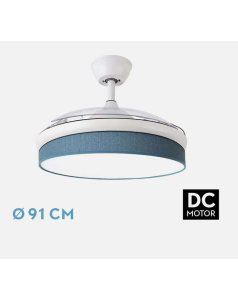 ventilador dc con luz moda 72w blanco/azul 3 aspas desp. 91d 7200ml 212480801 de fabrilamp